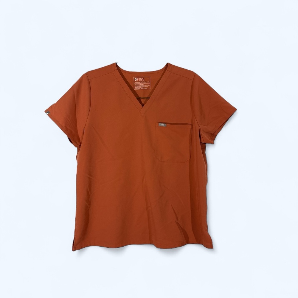 FIGS CATERINA ONE POCKET V-Neck Scrub Top TERRACOTTA